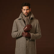 Giovanni (brown) - Classic lambskin leather gloves with cashmere lining