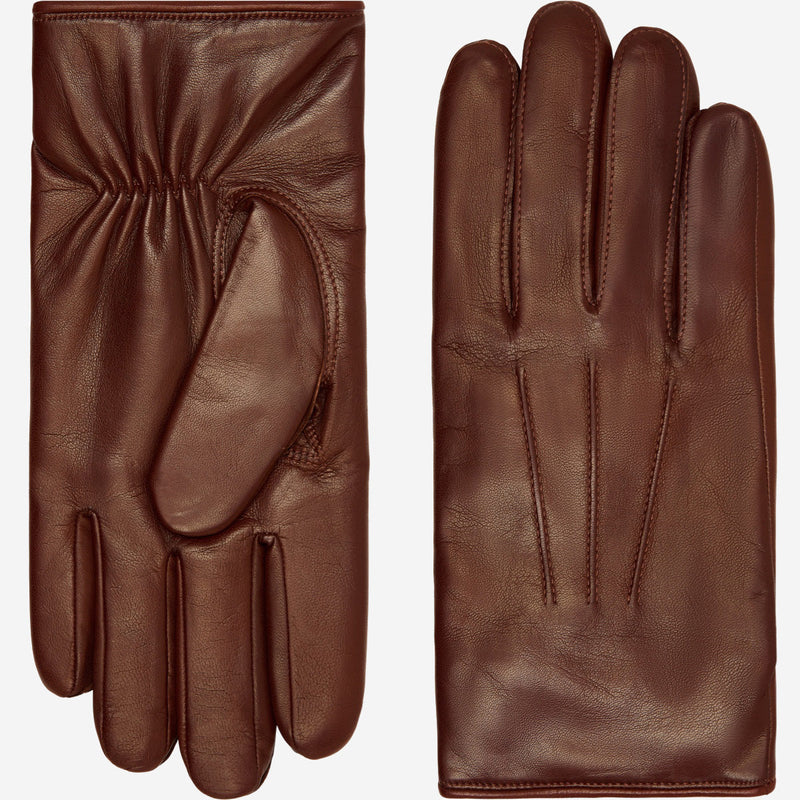 Giovanni (brown) - Classic lambskin leather gloves with cashmere lining