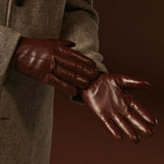Giovanni (brown) - Classic lambskin leather gloves with cashmere lining