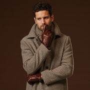 Giovanni (brown) - Classic lambskin leather gloves with cashmere lining