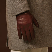 Giovanni (brown) - Classic lambskin leather gloves with cashmere lining