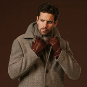 Giovanni (brown) - Classic lambskin leather gloves with cashmere lining