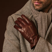 Giovanni (brown) - Classic lambskin leather gloves with cashmere lining