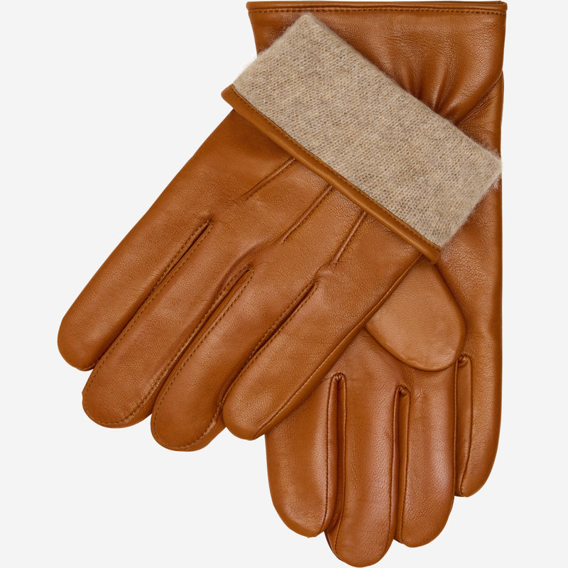 Giovanni (cognac) - Classic lambskin leather gloves with cashmere lining