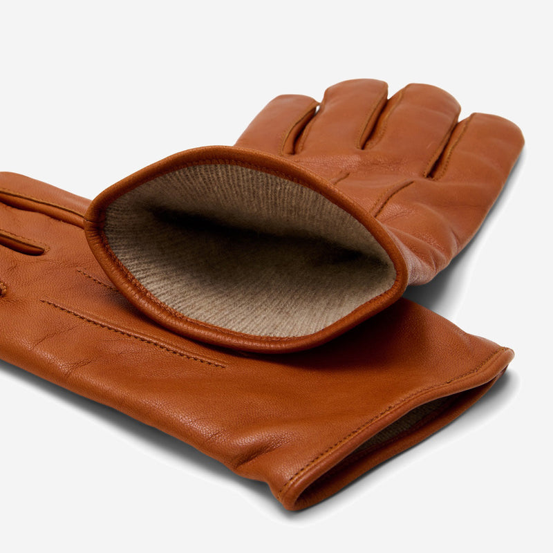 Giovanni (cognac) - Classic lambskin leather gloves with cashmere lining