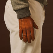 Giovanni (cognac) - Classic lambskin leather gloves with cashmere lining