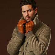 Giovanni (cognac) - Classic lambskin leather gloves with cashmere lining