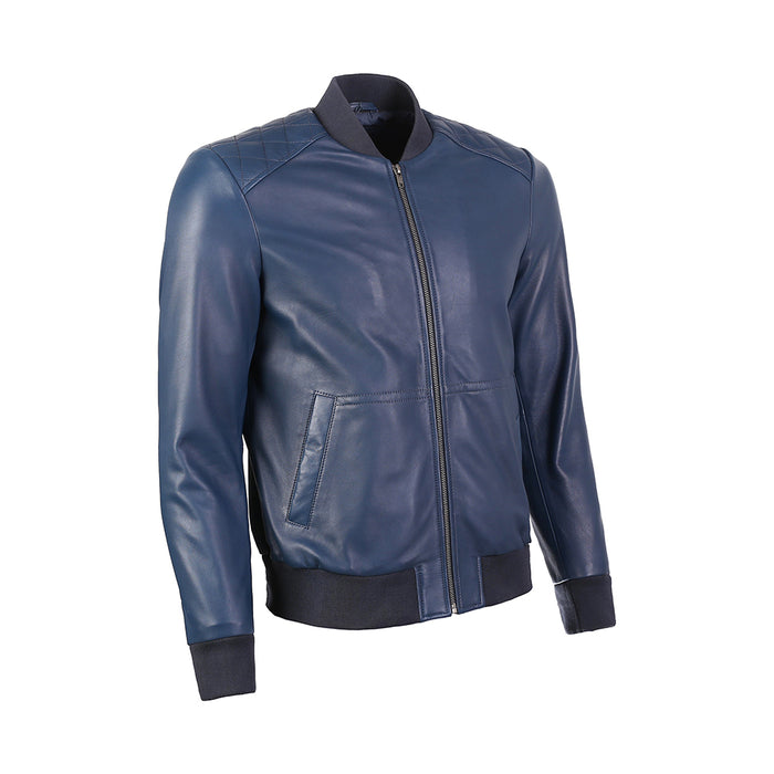 Greer Men's Wax Finish Sheepskin Leather Bomber Jacket