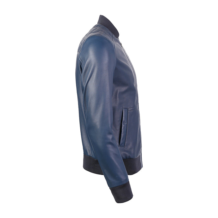 Greer Men's Wax Finish Sheepskin Leather Bomber Jacket