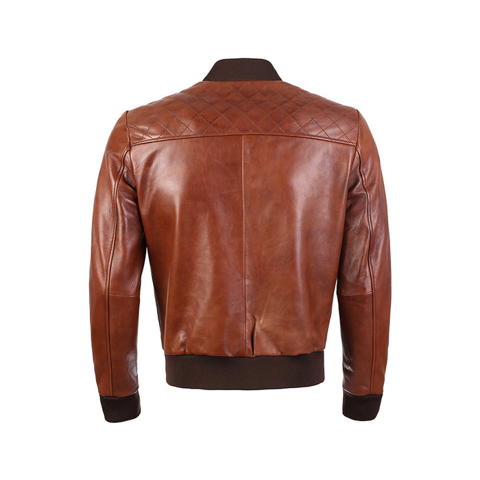 Greer Men's Wax Finish Sheepskin Leather Bomber Jacket