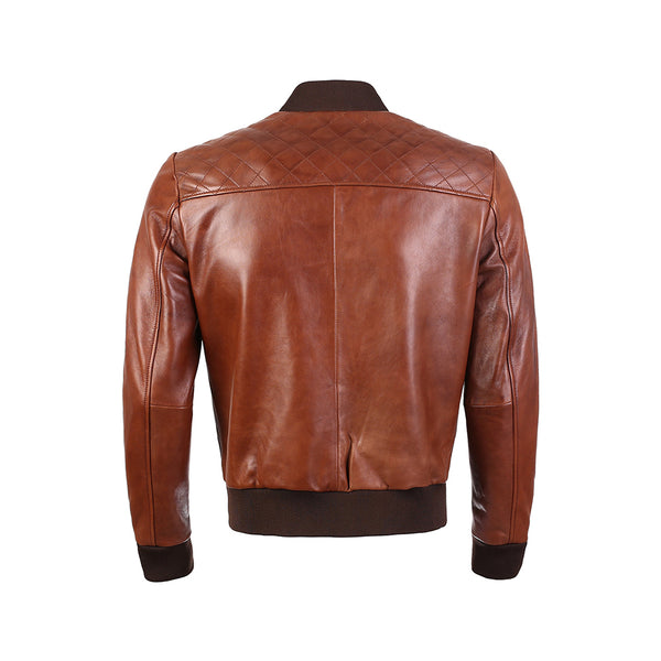 Greer Men's Wax Finish Sheepskin Leather Bomber Jacket