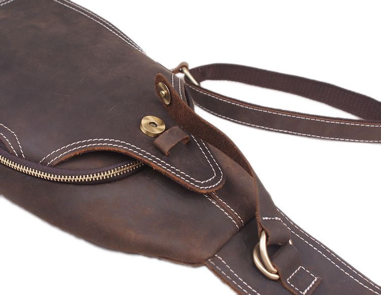 Rustic Leather Chest Bag | Single Strap Backpack