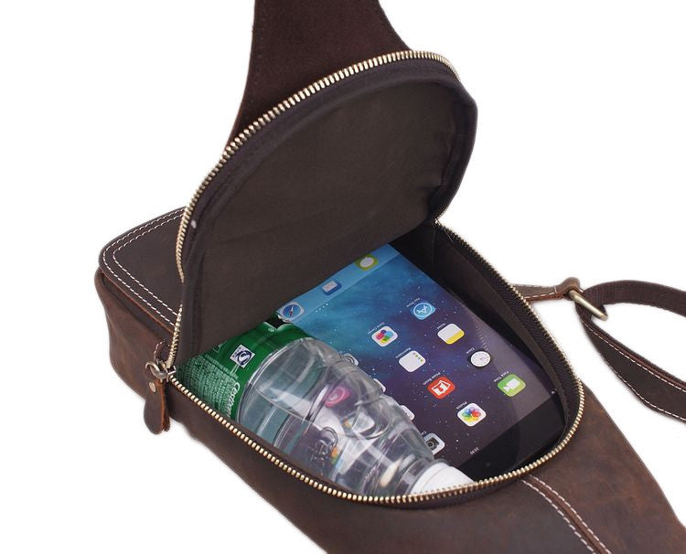 Rustic Leather Chest Bag | Single Strap Backpack