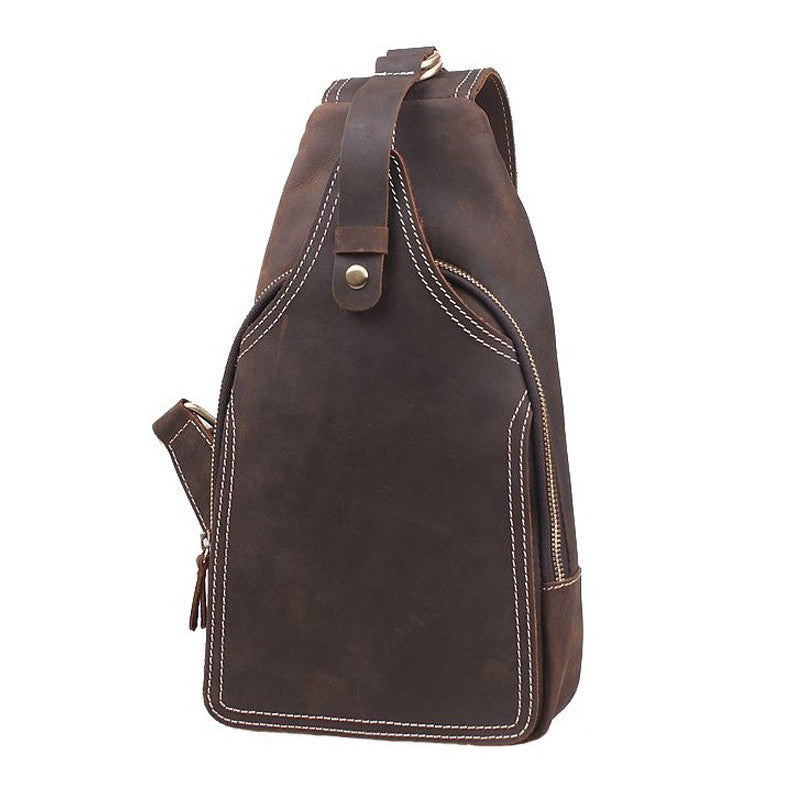 Rustic Leather Chest Bag | Single Strap Backpack
