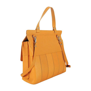 Heather Genuine Leather Tote Bag Orange