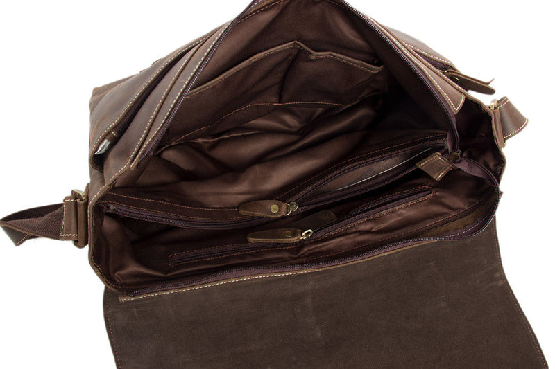 Men's Vintage Leather Messenger Laptop Bag