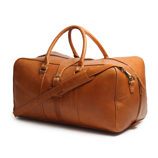 Port Blair Tan Brown Leather Duffle Travel Bag