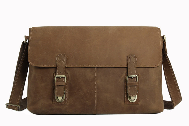 Men's Vintage Leather Messenger Laptop Bag