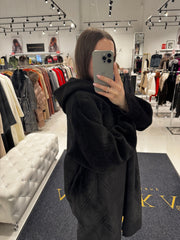 Rei Reversible Faux Fur & Suede Coat in Black