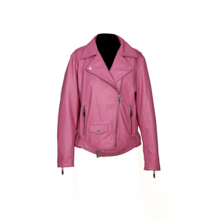 Becca Womens Pink Leather Jacket