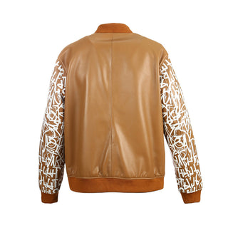 NEW! Men's Gianno Designer Leather Varsity Jacket