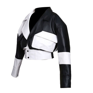 Sonic Womens Two Tone Moto Designer Leather Jacket