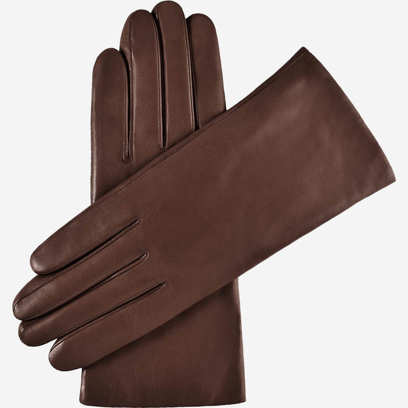 Isabella (brown) - lambskin leather gloves with cashmere lining