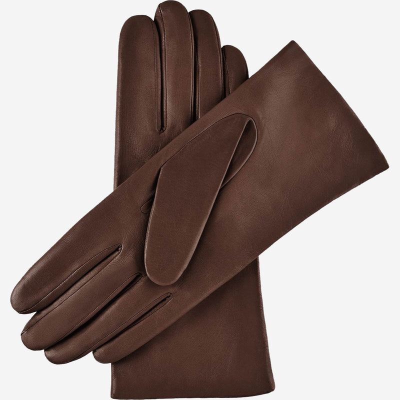 Isabella (brown) - lambskin leather gloves with cashmere lining