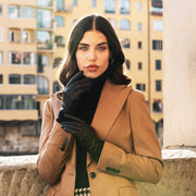 Sofia (black) - Lambskin leather gloves with silk lining