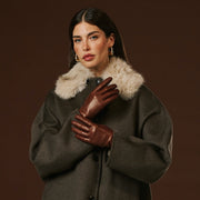 Isabella (brown) - lambskin leather gloves with cashmere lining