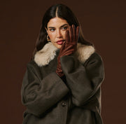 Isabella (brown) - lambskin leather gloves with cashmere lining