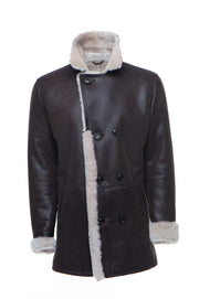 Jozefs 3/4 Length Brown Shearling Buttoned Coat
