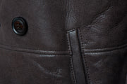 Jozefs 3/4 Length Brown Shearling Buttoned Coat