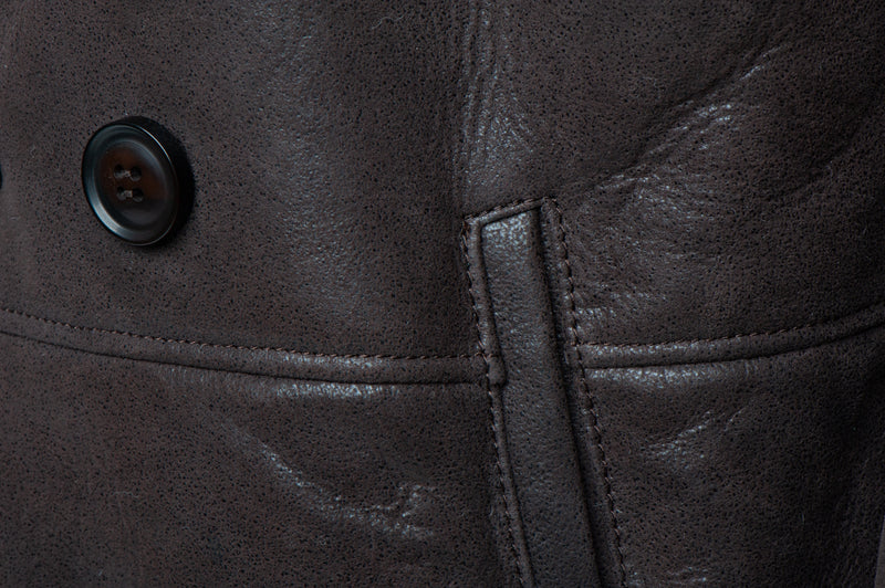 Jozefs 3/4 Length Brown Shearling Buttoned Coat