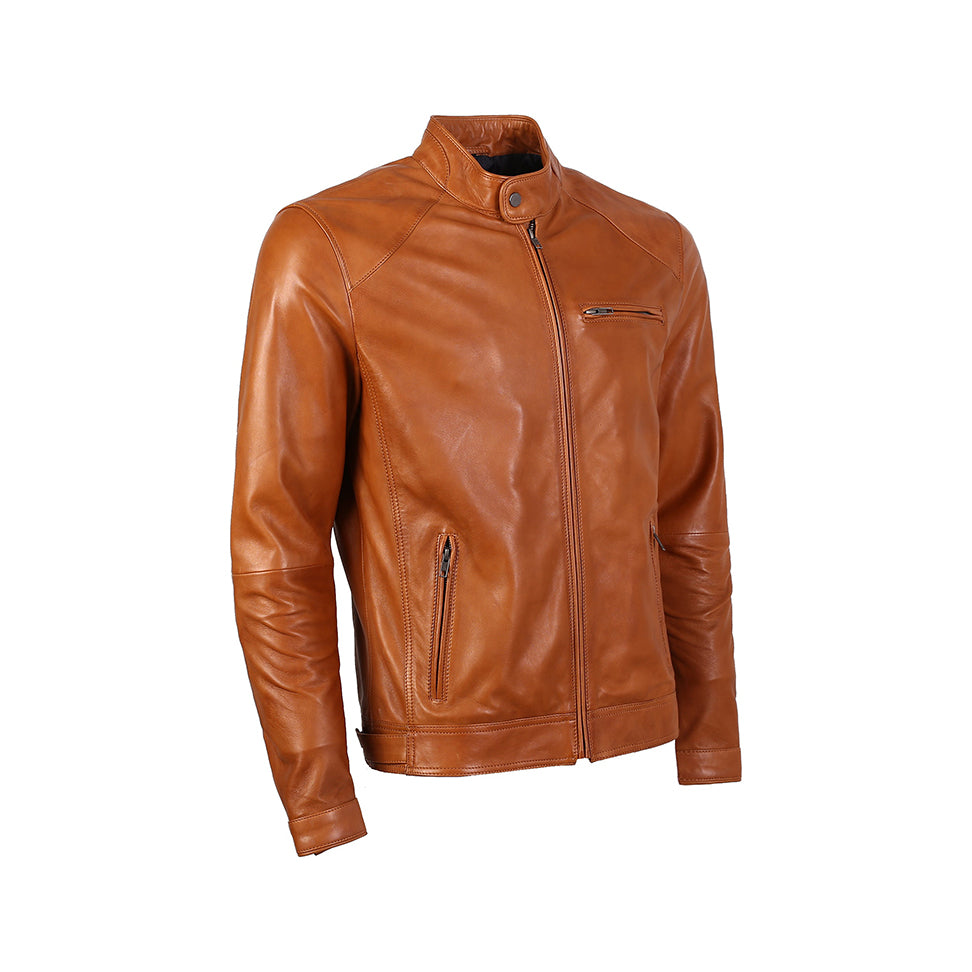 Caramel good leather jacket men