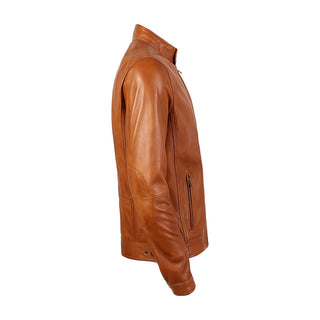 Kris Men's Caramel Brown Leather Jacket