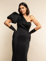Leonora (black) - cashmere lined 6-button length leather gloves