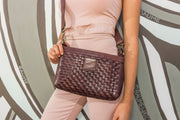 Weaved Washed Leather Crossbody
