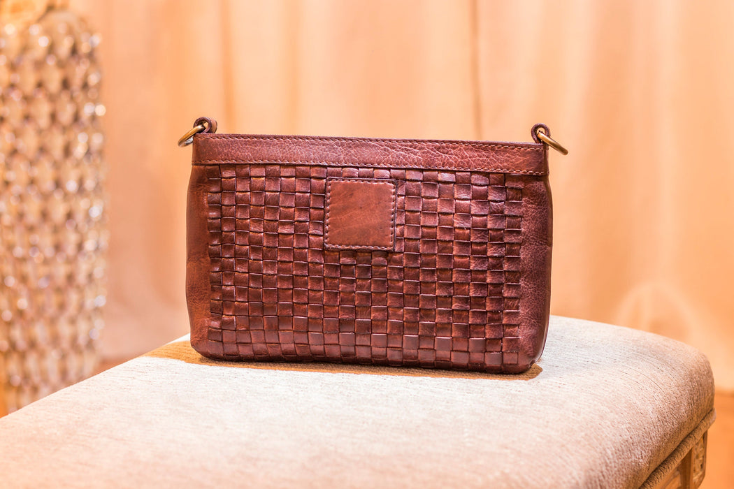 Weaved Washed Leather Crossbody