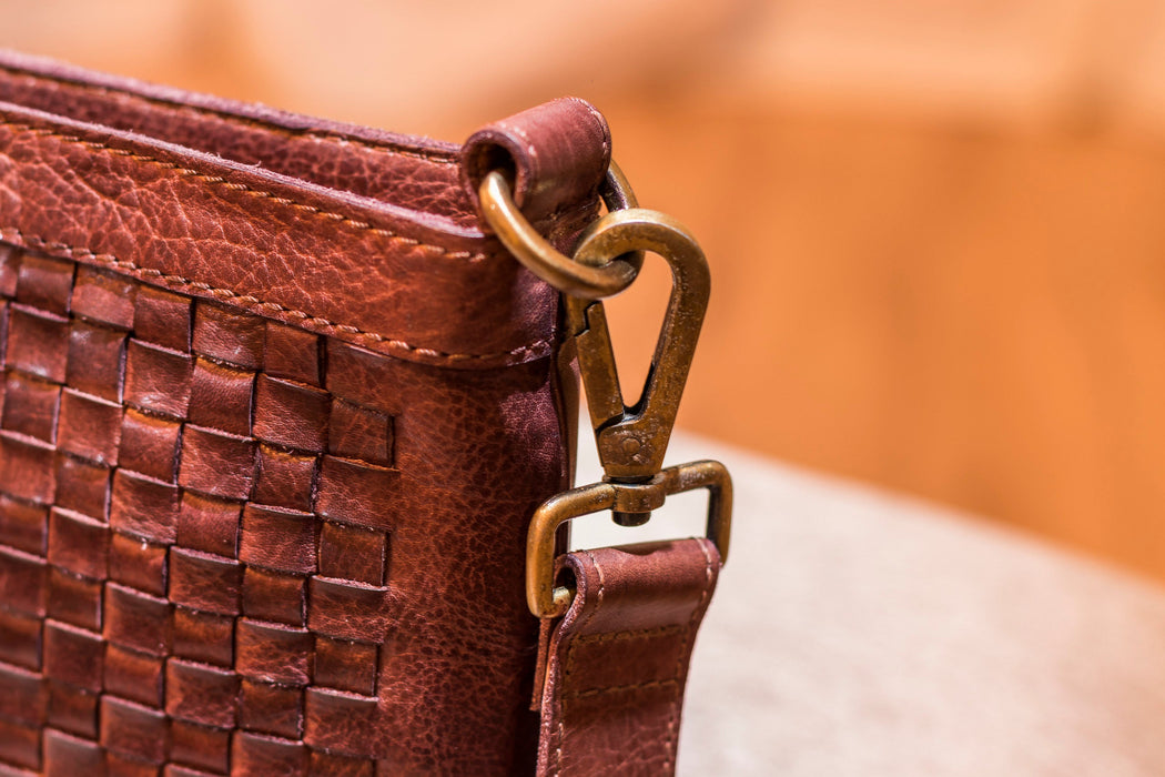 Weaved Washed Leather Crossbody