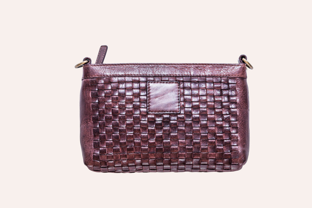Weaved Washed Leather Crossbody