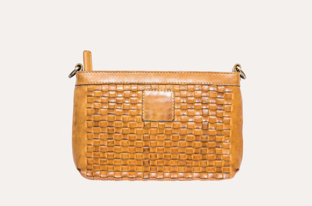 Weaved Washed Leather Crossbody