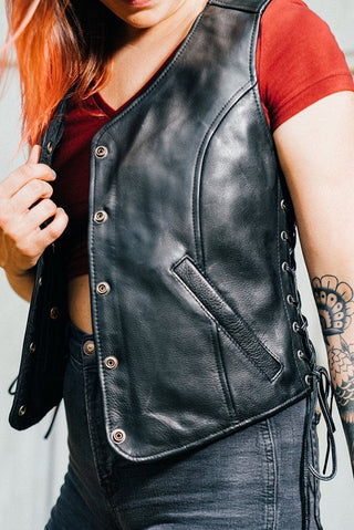 MKL - Cynthia Women's Motorcycle Leather Vest