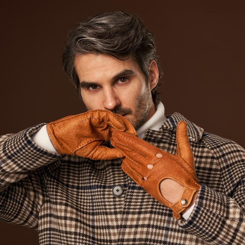 Marcello (brown) – Luxurious peccary driving gloves