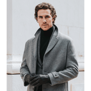 Marco (black) - Lambskin leather gloves with white rabbit fur lining