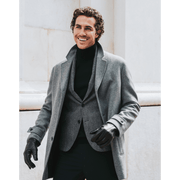 Marco (black) - lambskin leather gloves with brown rabbit fur lining