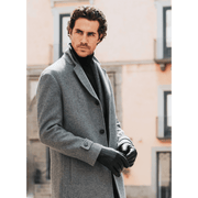 Marco (black) - lambskin leather gloves with brown rabbit fur lining