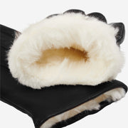 Marco (black) - Lambskin leather gloves with white rabbit fur lining