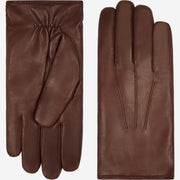 Marco (brown) - Lambskin leather gloves with white rabbit fur lining