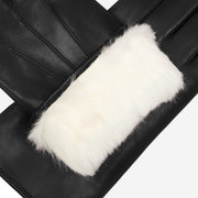 Marco (black) - Lambskin leather gloves with white rabbit fur lining